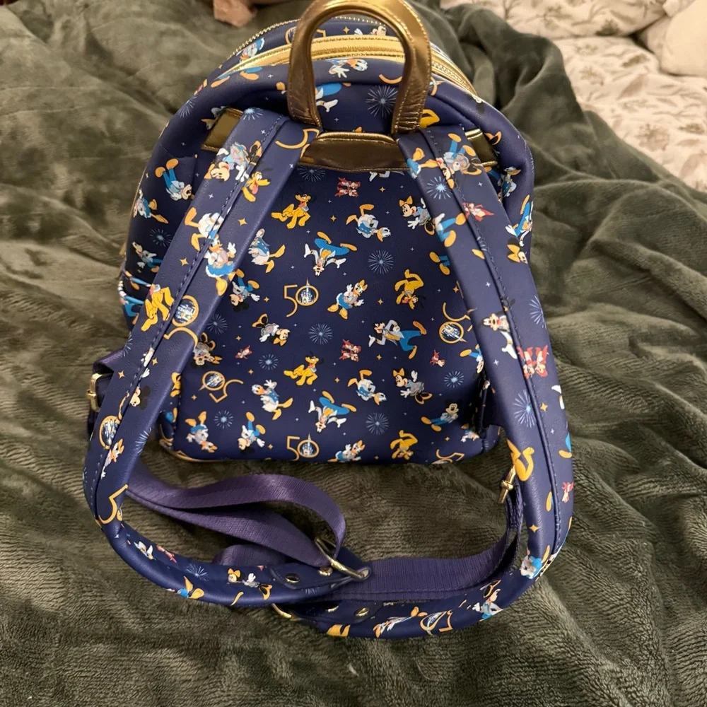 Loungefly Disney 50th Anniversary Navy Backpack with Gold Accents